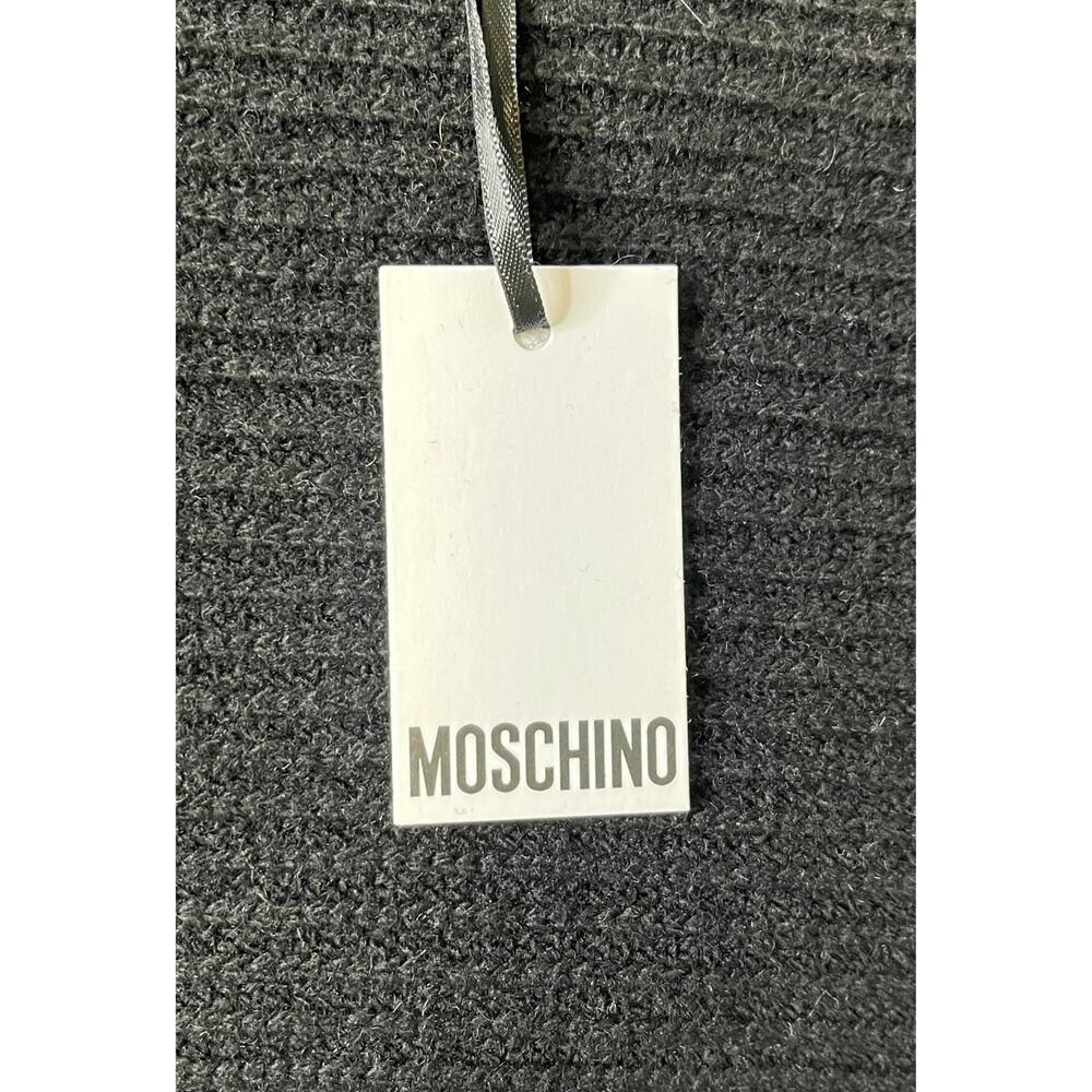 2-3 MOSCHINO NWT Knit Wool Scarf Black One Size - Picture 6 of 7